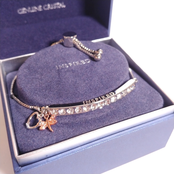 Brilliance Fine Silver Plated INSPIRED Crystal Bar Bracelet - Picture 5 of 5